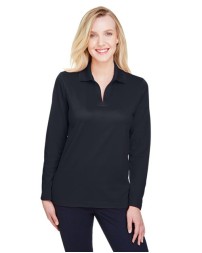 Devon & Jones DG20LW Women's CrownLux Performance® Plaited Long-Sleeve Polo – 5.1 oz. 61% Poly/39% Cotton | XS–3XL