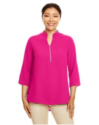 Devon & Jones DP611W Perfect Fit™ Three-Quarter Sleeve Crepe Tunic Shirt – Women’s 4.6 oz. 100% Polyester Crepe Tunic | XS–3XL