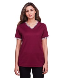 Devon & Jones DG20CW Women's CrownLux Performance® Plaited Tipped V-Neck Shirt – 5.1 oz. 61% Poly/39% Cotton | XS–3XL