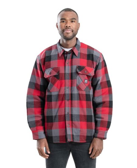 Berne Apparel SH69 Men's Timber Flannel Shirt Jacket – 7 oz. 100% Cotton Yarn-Dyed Flannel with Medium-Weight Quilt-Lined Taffeta | Button Front | Classic Fit
