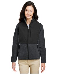 CORE365 CE890W Women's Journey Summit Hybrid Full-Zip – 7.5 oz. Polyester Fleece + Nylon Taslon Overlay | XS–3XL