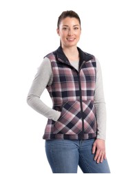Berne Apparel WV16 Women's Insulated Flannel Vest – 4 oz. 100% Cotton Flannel with Lightweight Insulation | Women's Flannel Work Vest | Drop Tail, Fleece-Lined Pockets