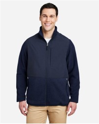 CORE365 CE890 Men's Journey Summit Hybrid Full-Zip – 7.5 oz. Polyester Fleece + Nylon Taslon Overlay | S–5XL