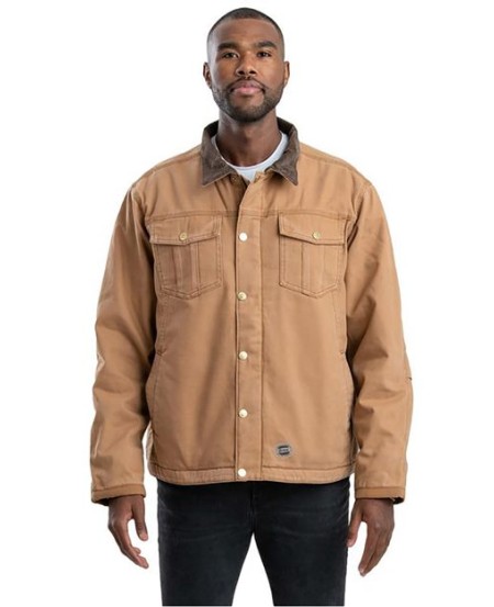 Berne Apparel J58 Men's Vintage Washed Sherpa-Lined Work Jacket – 12 oz. 100% Cotton Sanded Duck with Heavyweight Polyester Sherpa Body | Vintage Wash | Corduroy Collar