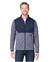 CORE365 CE74 Men's Venture Heathered Stripe Hybrid Jacket – 8 oz. Heathered Knit + 3 oz. Interlock Contrast | S–5XL