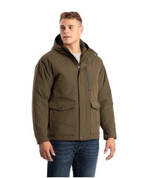 Berne Apparel HJ67 Men's Highland Quilt-Lined Micro-Duck Hooded Jacket – 4.7 oz. 60/40 Cotton/Poly Sanded Duck | Sherpa-Lined Hood, Extended Length | Water- and Wind-Resistant