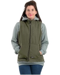 Berne Apparel WV15 Women's Sherpa-Lined Softstone Duck Vest – 10 oz. 100% Cotton Sanded Duck with Heavyweight Sherpa Lining | Women's Work Vest | Zip-Through Collar