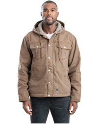 Berne Apparel HJ57 Men's Vintage Washed Sherpa-Lined Hooded Jacket – 12 oz. 100% Cotton Sanded Duck with Heavyweight Polyester Sherpa Body Lining | Vintage Wash