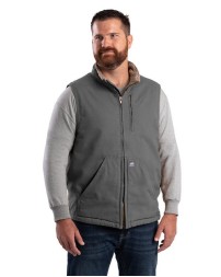 Berne Apparel V818 Men's Heartland Sherpa-Lined Washed Duck Vest – 12 oz. 100% Cotton Sanded Duck with Heavyweight Sherpa Lining | Zip-Through Collar | Sherpa-Lined Pockets