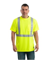 Berne Apparel HVK012 Men's Hi-Vis Class 2 Performance Pocket T-Shirt – 4 oz. Polyester Birdseye Mesh | ANSI/ISEA 107-2015 Type R Class 2 | Moisture-Wicking | 2