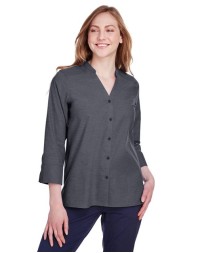 Devon & Jones DG562W Crown Collection® Stretch Pinpoint Chambray 3/4-Sleeve Blouse – Women’s 4.3 oz. Cotton/Lycra® Blend | XS–3XL