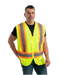 Berne Apparel HVV046 Men's Hi-Vis Class 2 Multi-Color Vest – 4 oz. 100% Polyester Mesh | ANSI/ISEA 107-2015 Type R Class 2 | Nylon Front Zipper | Chest Pocket