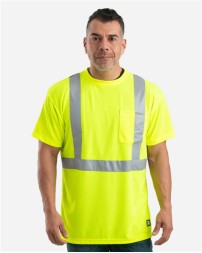 Berne Apparel HVK012T Men's Tall Hi-Vis Class 2 Performance Pocket T-Shirt – 4 oz. Polyester Birdseye Mesh | ANSI/ISEA 107-2015 Type R Class 2 | Tall Sizing