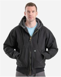 Berne Apparel HJ317 Men's Highland Flex180 Washed Duck Hooded Work Jacket – 12 oz. 100% Cotton Sanded Duck Shell with Flex180 Technology | Arctic-Weight Sherpa Body Lining