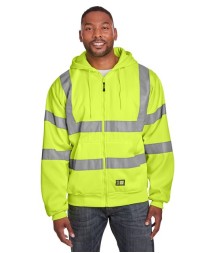 Berne Apparel HVF021 Men's Hi-Vis Class 3 Lined Hooded Sweatshirt – 9 oz. 100% Polyester Fleece with 100% Polyester Mesh Lining | ANSI/ISEA 107-2015 Type R Class 3 | 2