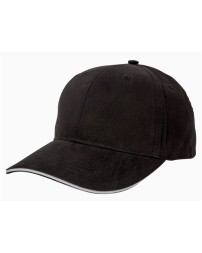 Big Accessories BX004 Brushed Twill Sandwich Cap – 100% Washed Cotton Twill | Structured 6-Panel | Buckram Front | Precurved Two-Tone Sandwich Bill | D-Ring Slider