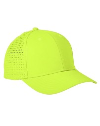 Big Accessories BA537 Performance Perforated Cap – 100% Polyester | Structured 6-Panel High-Profile | Laser-Cut Perforated Side/Back Panels | Webbing Strap | OSFM