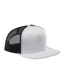 Big Accessories BX025 Surfer Trucker Cap – 100% Cotton Front | Polyester Mesh Back | Structured 5-Panel | Flat Bill | Buckram Front Panels | Snapback | One Size