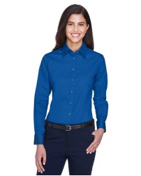 Harriton M500W Women's Easy Blend Long Sleeve Twill Dress Shirt with Stain-Release – 55/45 Cotton/Poly Twill Women's Dress Shirt | XS–3XL