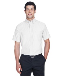 Harriton M600S Men's Oxford Short Sleeve Shirt with Stain-Release – 4 oz. 65/35 Cotton/Polyester Short-Sleeve Oxford Shirt | XS–4XL