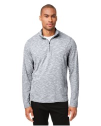 North End NE415 Men's Eclipse Jacquard Quarter-Zip Pullover – 5 oz. 60/40 Cotton/Recycled Polyester, Contrast Zipper