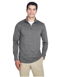 UltraClub 8618 Cool & Dry Heathered Performance Quarter-Zip – Men's 4 oz. Heathered Polyester Pullover | S–4XL
