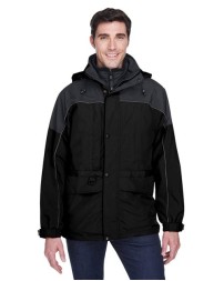 North End 88006 Men's 3-in-1 Two-Tone Parka Jacket – 3.5 oz. 100% Nylon Taslan Shell + Polyester Fleece Liner UTK 3 Parka | XS–5XL