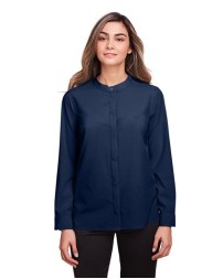 North End NE500W Women's Borough Stretch Performance Shirt – 4.13 oz. 86/14 Polyester/Spandex, Mandarin Collar, Snap