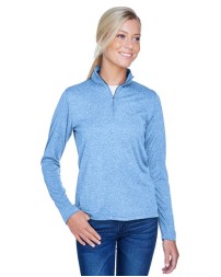 UltraClub 8618W Cool & Dry Heathered Performance Quarter-Zip – Women's 4 oz. Heathered Polyester Pullover