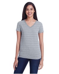 Threadfast Apparel 252RV Women's Invisible Stripe V-Neck T-Shirt – 4.2 oz. 60/40 Cotton/Polyester Invisible Stripe | S–2XL