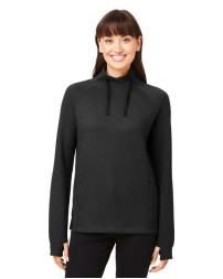 North End NE200W Women's Rhythm Waffle Cross-Neck Pullover – 8 oz. 60/40 BCI Cotton/Polyester, UPF 50+, Thumbholes