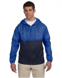 Harriton M750 Unisex Packable Hooded Nylon Jacket – 100% Nylon Water-Resistant Packable Quarter-Zip Pullover | S–4XL