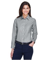 Harriton M600W Women's Long Sleeve Oxford Dress Shirt – 4 oz. 65/35 Cotton/Polyester Women's Long-Sleeve Oxford | XS–4XL