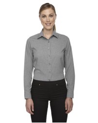 North End 78802 Women's Mélange Performance Shirt – 2.9 oz. 100% Polyester Mechanical Stretch Two-Tone Mélange Woven Shirt | XS–3XL