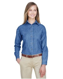 UltraClub 8966 Cypress Denim Shirt – Women's 6.5 oz. 100% Cotton Denim Long-Sleeve Woven Shirt
