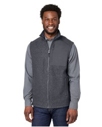 North End NE714 Men's Aura Sweater Fleece Vest – 11 oz. 100% Polyester Boucle Sweater Fleece, Recycled Nylon Trim