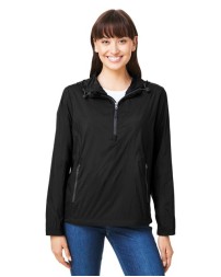 North End NE810W Women's Aura Lightweight Packable Anorak Jacket – 1 oz. 100% Recycled Nylon Water-Repellent Packable Anorak | XS–3XL