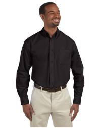 Harriton M510 Men's Essential Poplin Shirt – 3.1 oz. 65/35 Polyester/Cotton Poplin Long-Sleeve Shirt