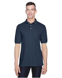 Harriton M265P Men's Easy Blend Polo with Pocket – 5.6 oz. 65/35 Polyester/Cotton Pique Polo with Chest Pocket