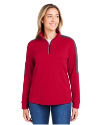 CORE365 CE404W Women's Market Snag Mesh Colorblock Quarter-Zip Pullover – 4 oz. Polyester Birdseye Mesh | XS–3XL