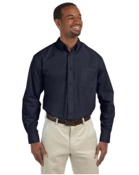 Harriton M510T Men's Tall Essential Poplin Shirt – 3.1 oz. 65/35 Polyester/Cotton Poplin Tall Long-Sleeve Shirt