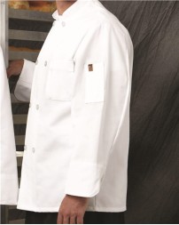 Chef Designs 413 Eight Pearl Button Chef Coat - 7 oz. 65/35 Poly/Cotton Twill with Thermometer Pocket | S-3XL