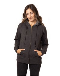 econscious EC4580 Women’s Heathered Full-Zip Hooded Sweatshirt – 7 oz. 55/45 Organic Cotton/Recycled Polyester | Heathered Fleece | 2x1 Cotton/Spandex Rib