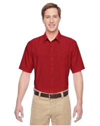 Harriton M610S Men's Paradise Short Sleeve Performance Shirt – 2.36 oz. 100% Polyester Short-Sleeve Button-Up | XS–4XL