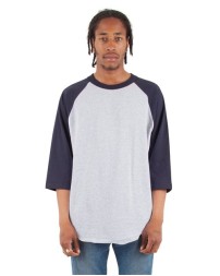 Shaka Wear SHRAG Raglan Three-Quarter Sleeve T-Shirt - 6 oz. 100% USA Cotton 18 Singles Contrast Sleeves | S-5XL