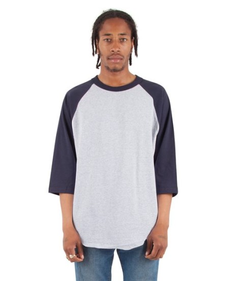 Shaka Wear SHRAG Raglan Three-Quarter Sleeve T-Shirt - 6 oz. 100% USA Cotton 18 Singles Contrast Sleeves | S-5XL