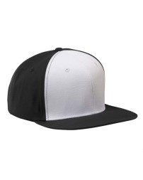 Big Accessories BA516 Flat Bill Cap – 100% Cotton Twill | 6-Panel Structured High-Profile | Flat Bill with 8-Row Stitching | Plastic Closure | One Size
