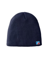 Russell Athletic UB89UHB Core R Patch Beanie - 100% Acrylic Knit Double Layer with Direct Embroidery Logo | One Size