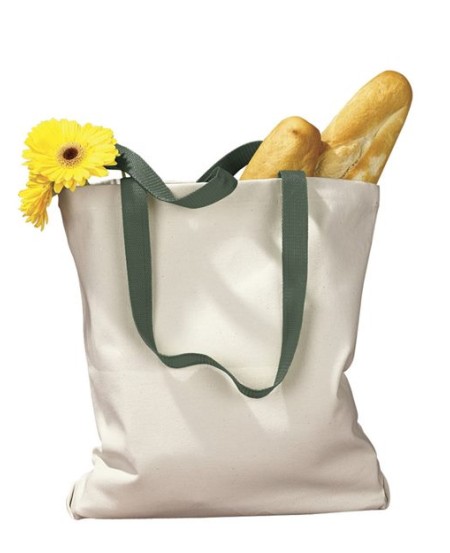 BAGedge BE010 Canvas Tote with Contrast-Color Handles – 12 oz. 100% Cotton Canvas Tote with Nylon Web Handles | One Size