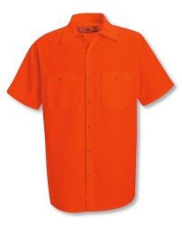 Red Kap SS24 Men's Enhanced Visibility Short Sleeve Work Shirt – 5 oz. 100% Polyester Hi-Vis | S–3XL